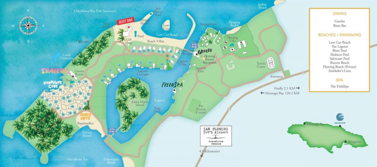 Карта на Ямайка курорти