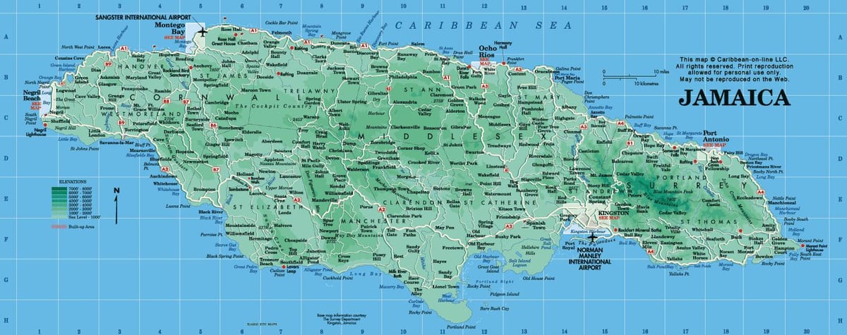 географска карта Ямайка