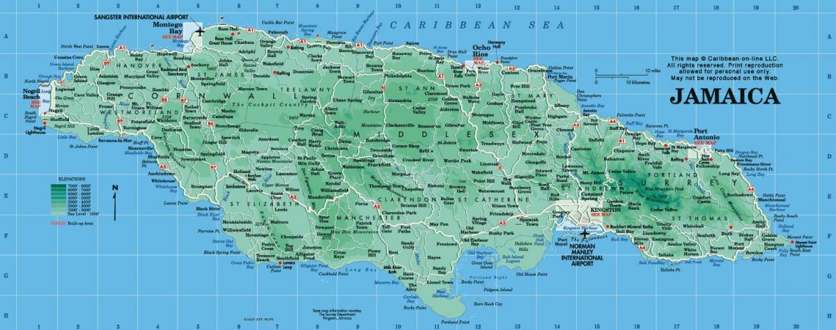 карта на Ямайка