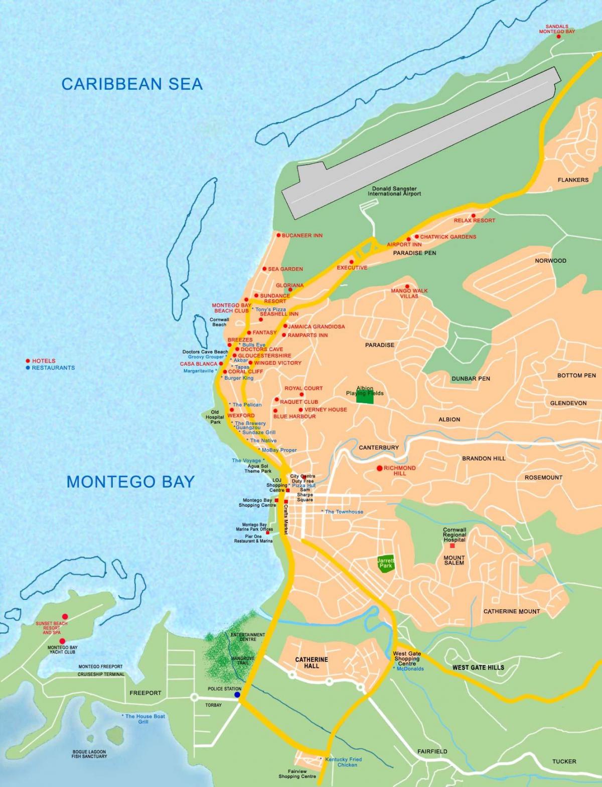 монтего Бей, Ямайка на картата