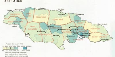 Карта на населението на Ямайка