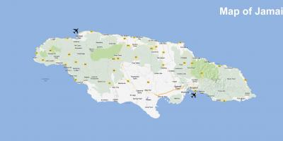 Карта на Ямайка летища и курорти